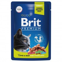 Brit Premium для кошек в соусе Ягненок/Говядина пауч - zooural.ru - Екатеринбург