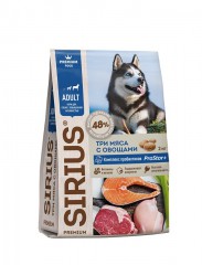 Sirius Premium Adult для активных собак Три мяса/Овощи - zooural.ru - Екатеринбург